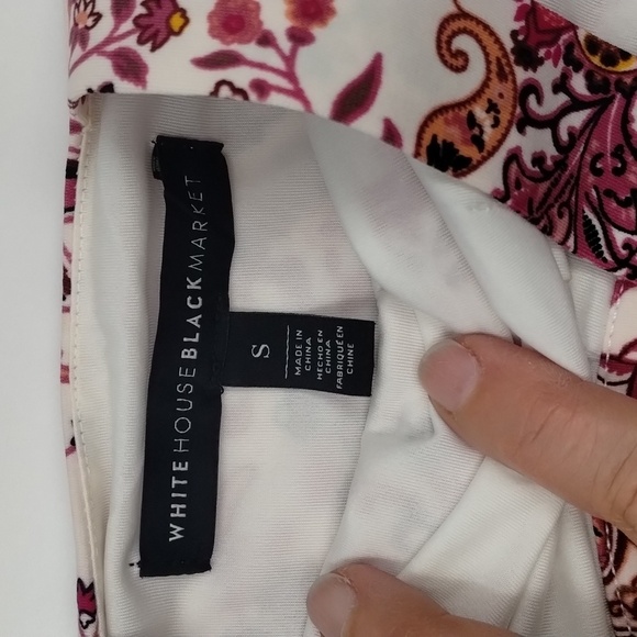 White House Black Market pink paisley halter dress size small with accents - Picture 7 of 13